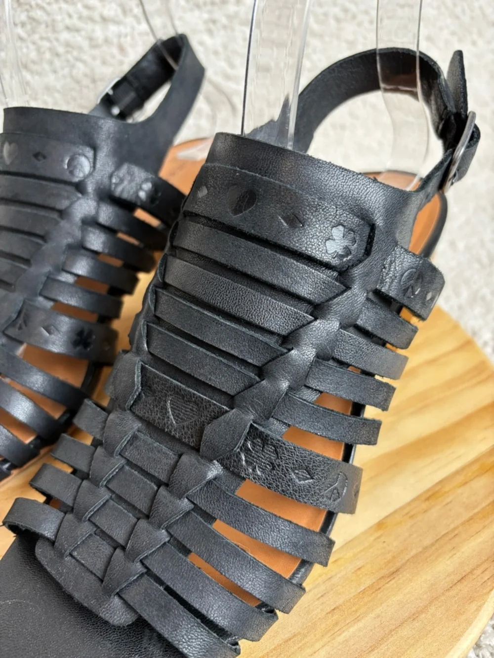 Lucky Brand Sandals Womens 9M Natissha High Block Heel Leather Hippie in Black